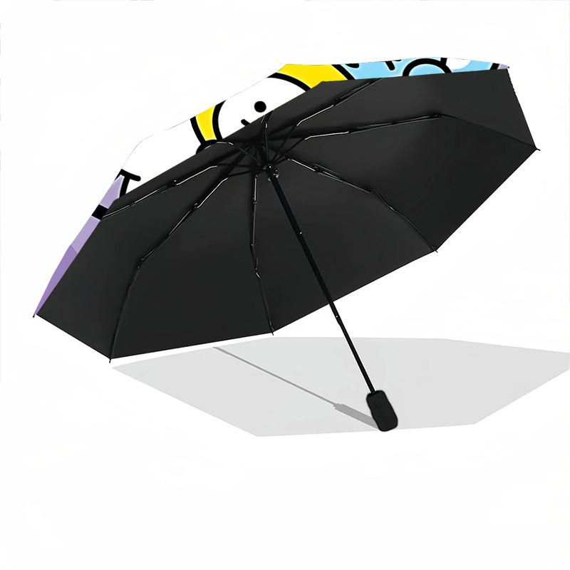 1pc BT21 Characters Automatic Folding Umbrella - Compact 8-Rib Design, Durable Plastic & Iron, Perfect Gift for Friends & Family,  Yy250923081