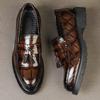 Men's Thick-Soled Leather Tassel Shoes - Formal & Casual Large Size, Trendy Footwear for Hairstylists