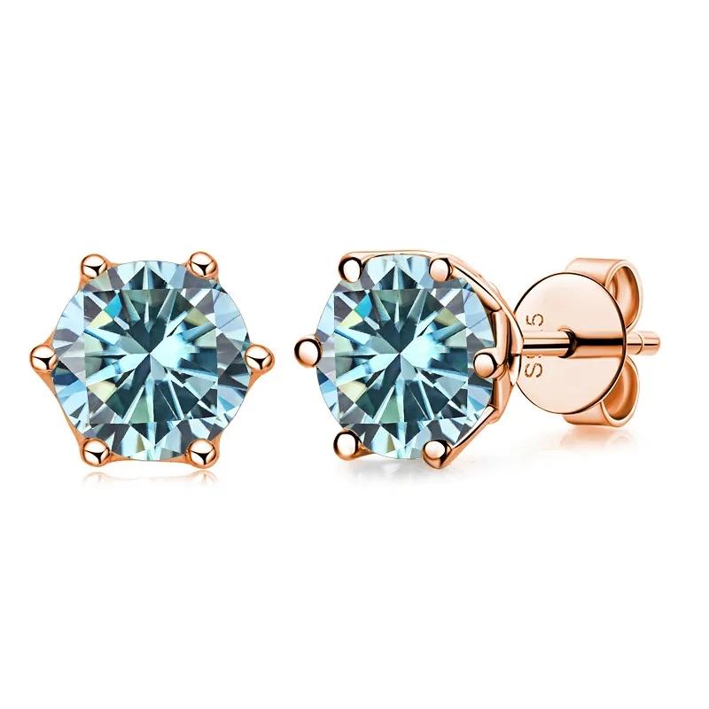 Pendientes de botón de moissanita GRA de 0,5 ct-1 ct color D certificados Diamante creado en laboratorio Plata 925 Chapado en oro Joyería para bodas