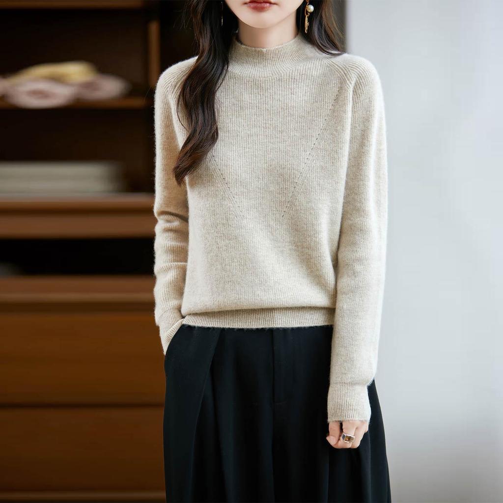 Women's High Neck Cashmere Wool Sweater, 2025 Edition - Thickened White Knitwear for Autumn and Winter