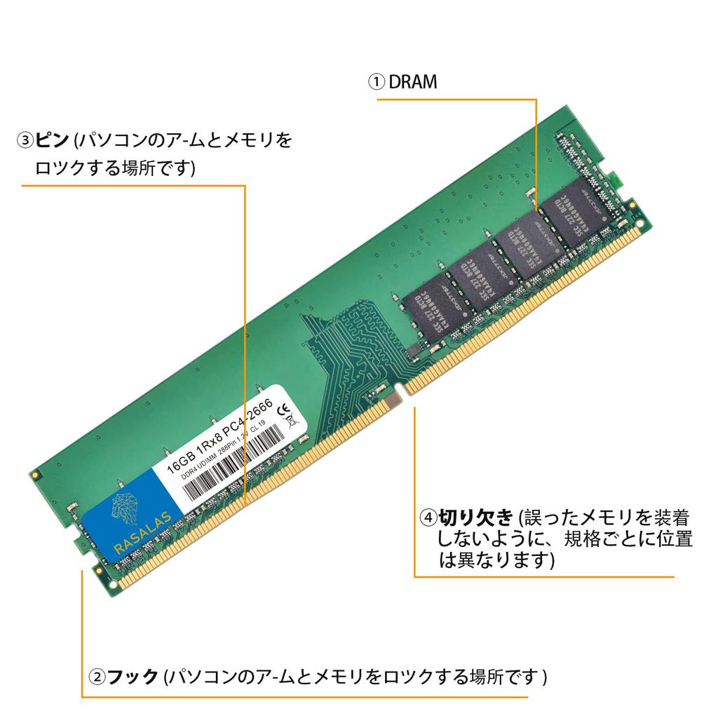 Mémoire RAM 16 Go pour PC de bureau 1RX8 UDIMM 288 broches CL19 sans tampon PC4-21300 DDR4-2666 1,2 V NON-ECC