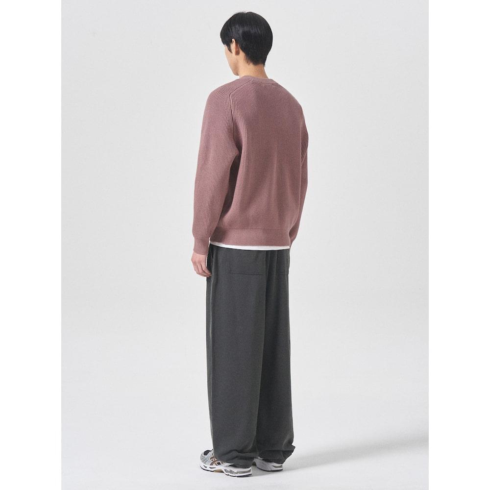 8SECONDS Sleeve Patch Detail Raglan Round Knit Dark Pink