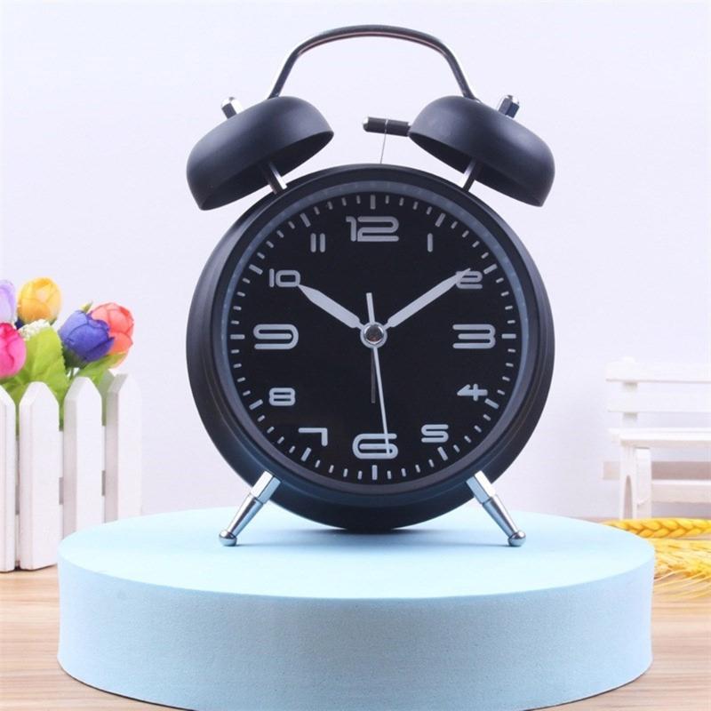 Alarm Clock, Noiseless Clock with Light and Noiseless for Heavy Sleepers 4.6" Analogue Alarm Clock