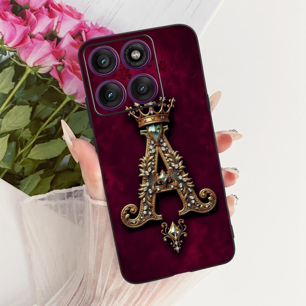 For Motorola Edge 60 Pro Case Silicone Luxury Crown A-Z Letters 2D Painted Soft Casing For Motorola Edge 60Pro XT2507-1 Cover