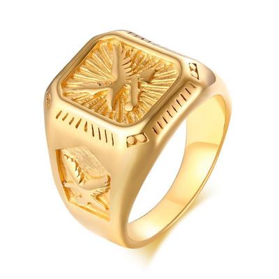 Stainless Steel Eagle Ring Gold Mens Fashion Jewelry Trendy Gothic Punk Accessories