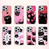 L-Lovely B-Black Cat Phone Case For iPhone17,16,15,14,13,12,11 Plus,Pro Max Colored Silver Plated Inside Cover