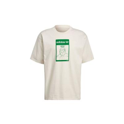 adidas Orijinaller Marvel Hulk Baskılı Bol Kesim Yuvarlak Yaka Kısa Kollu Tişört Unisex Üstler Kirli Beyaz GP3398
