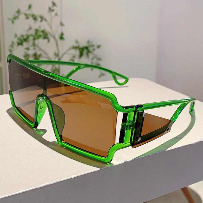 Y2K Luxury Designer One Piece Sunglasses Women Men Vintage Punk Hollow Oversized Cool Shades UV400
