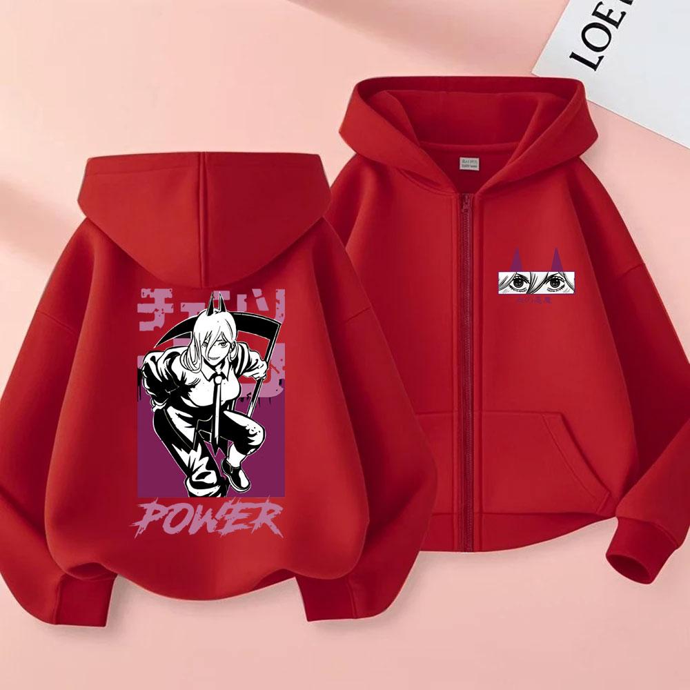 Hot Anime Chainsaw Man Power Zip Up Jakcet Men Women Casual Oversized Zipper Hoodie Men's Manga Fleece Cotton Sweatshirt Coat