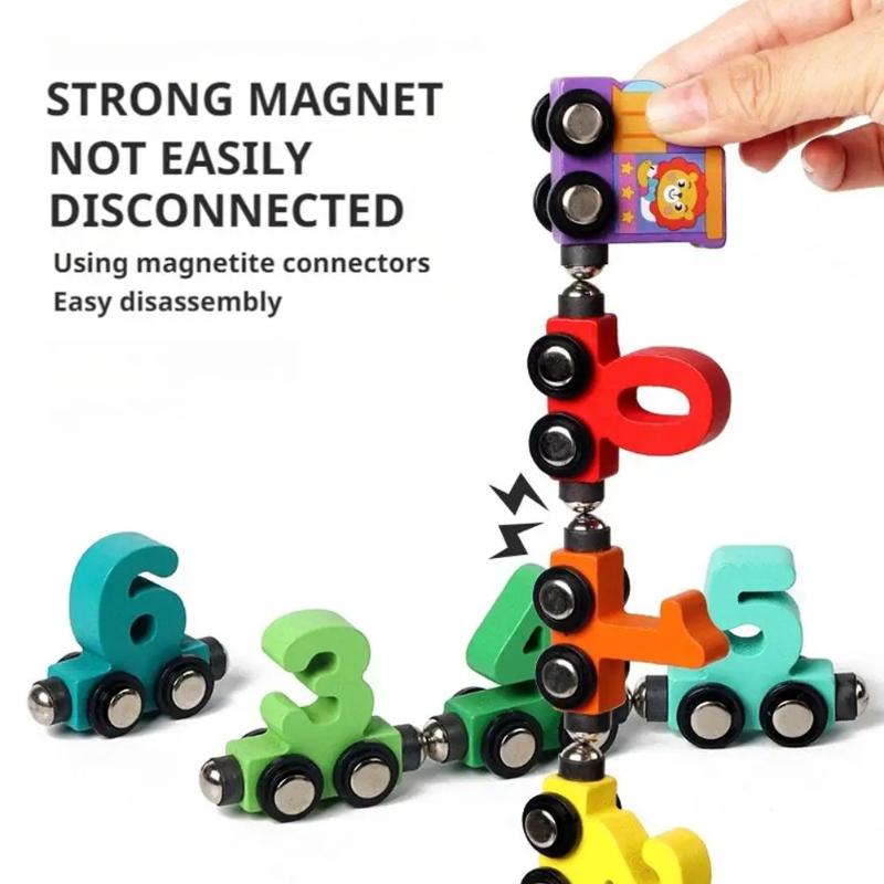 Wooden Number Digital Magnetic Train Toys Colorful Building Blocks Educational Hand-Eye Coordination Magnetic Digital Train