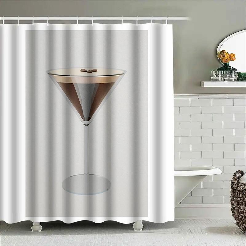 Ungerahmter Martini Cocktail Duschvorhang Tropischer Strandresort Bar Cocktail Lounge Dekor Wasserdichtes Badezimmer Stoffset Vintage