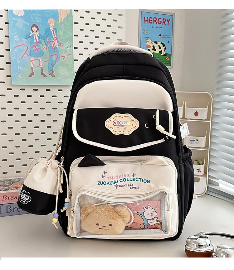 Schoolbag new high-value Japanese ins college style fresh and sweet small backpack girl candy contrasting splicing backpack
