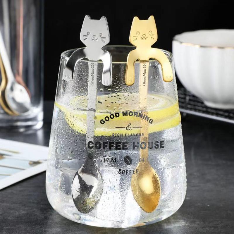304 Stainless Steel Coffee Spoon Cute Cat Spoon Teaspoon Creative Dessert Ice Cream Tableware Kitchen Tools Tea Spoon Cjcc01