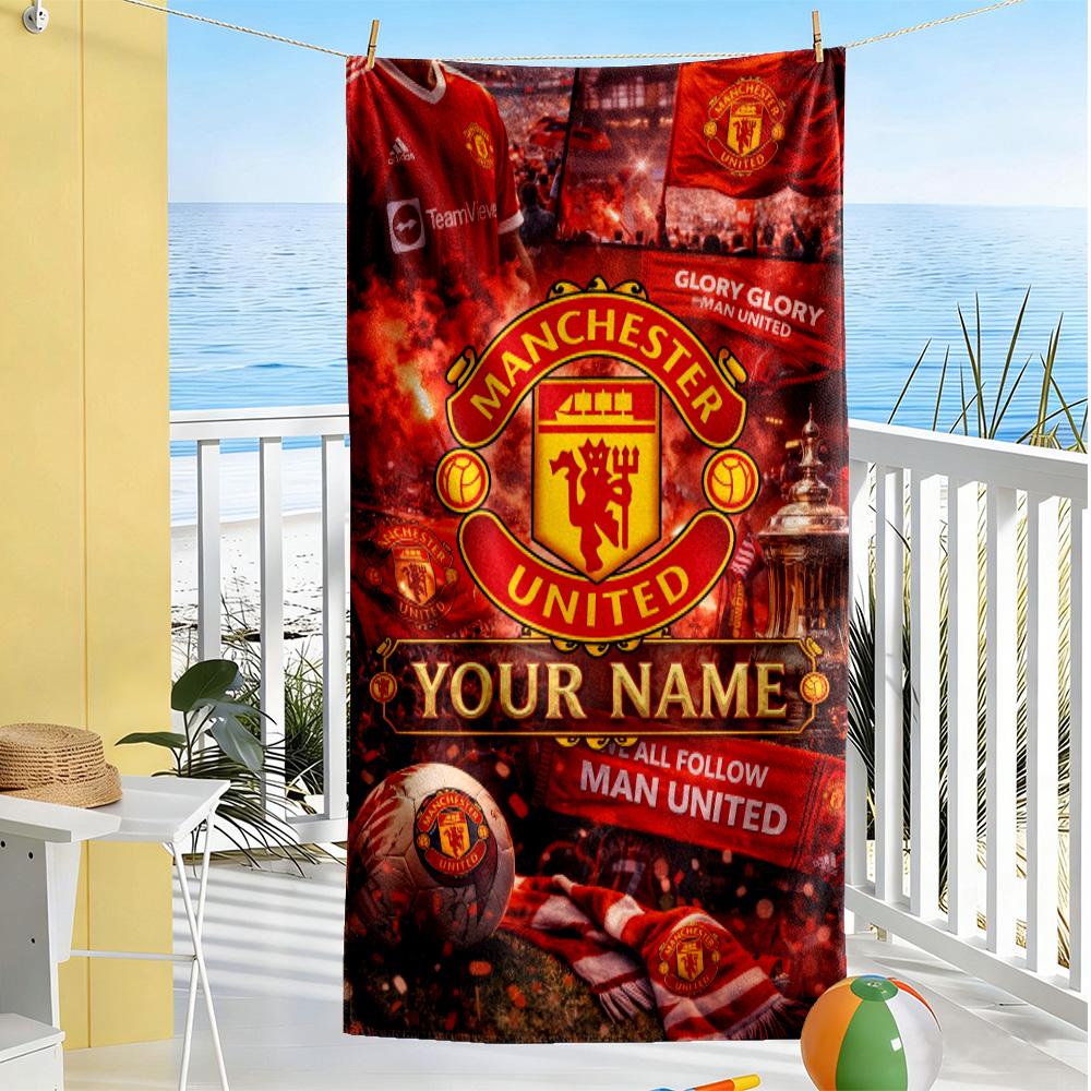 Manchester Customize Your Name Beach Towel Super Soft & Absorbent Portable for SwimmingBeachCamping Travel Beach AccessoriesGym