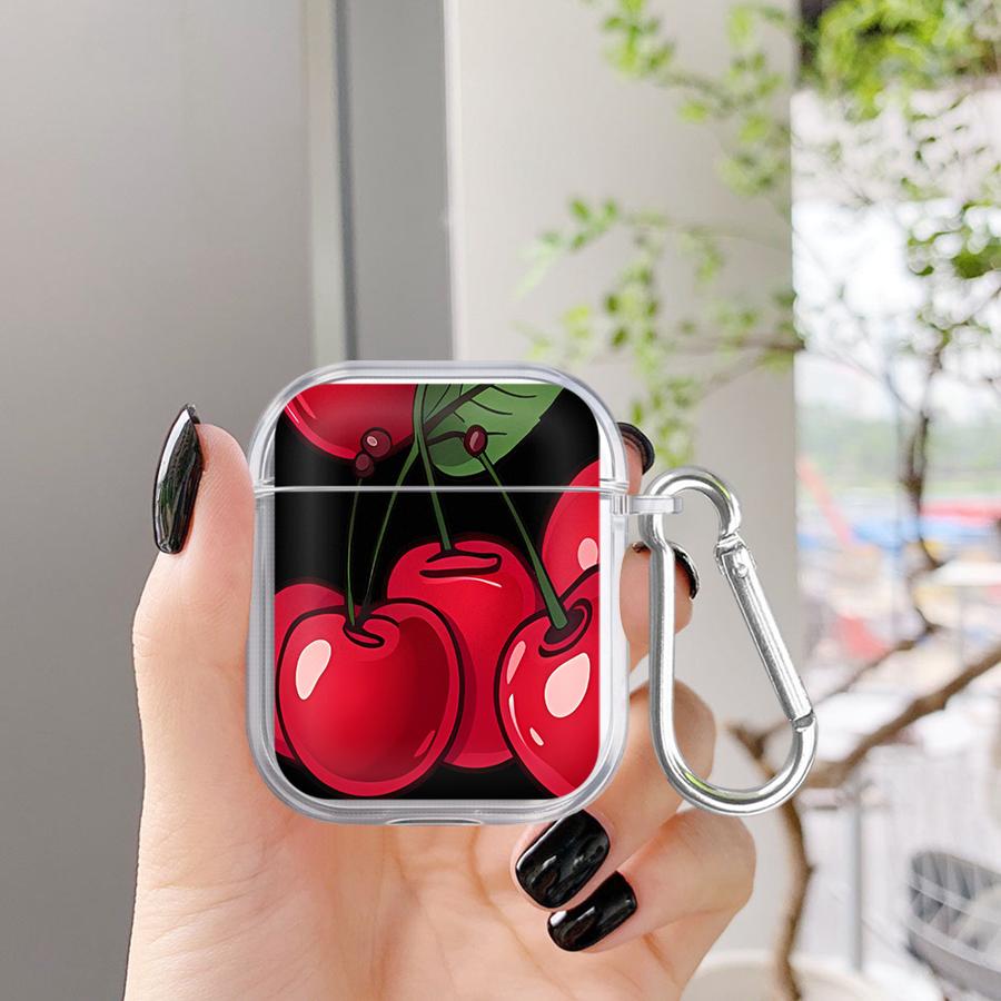 Klare Kopfhörerhüllen Hülle für Airpods 4 2 Pro 3 Pro2 1 Pro3 Rote Kirsche