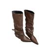 Thick-cuffed Ankle Boots, Pointed Toe Wide Boot, New Style Shoes, High Heel Long Boots