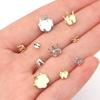 20-100pcs Square Round 4 5 6 7 8 10mm Crystal Glass Cabochons Base Metal Claw Settings Stud Earring Base Cabochon Came Tray