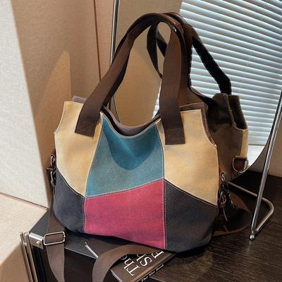 Canvas Bag Women's Bag New Korean Version of Fashion Leisure Travel Shoulder Bag Large Capacity Versatile Women's Portable Messenger Bag