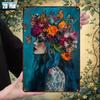 D Flat D Flat D FlatD Flat Pc Vintage Woman with Floral Crown Butterflies Metal Wall Sign Retro Suitable for Room
