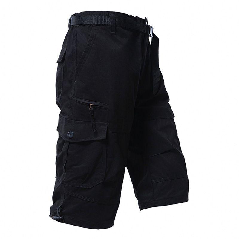 

Mens Crop Pants Casual Cargo Shorts Zipper Pockets Light Weight Summer Cool Breathable Short Pants 3/4 Sweatpants XS чорний