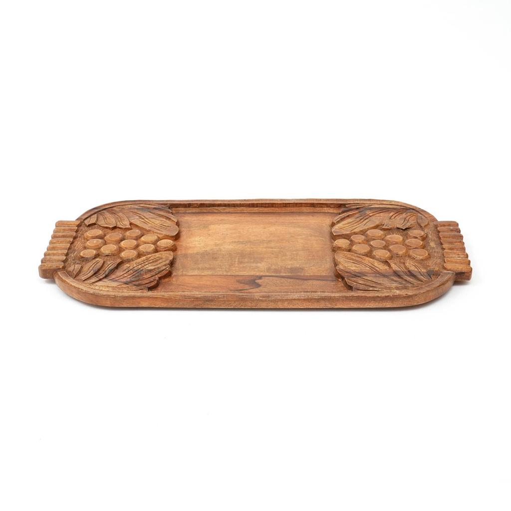 Handcrafted Wooden Grape Carved Cheese Board - Artisan Charcuterie Serving Platter - Rustic Wood Decor