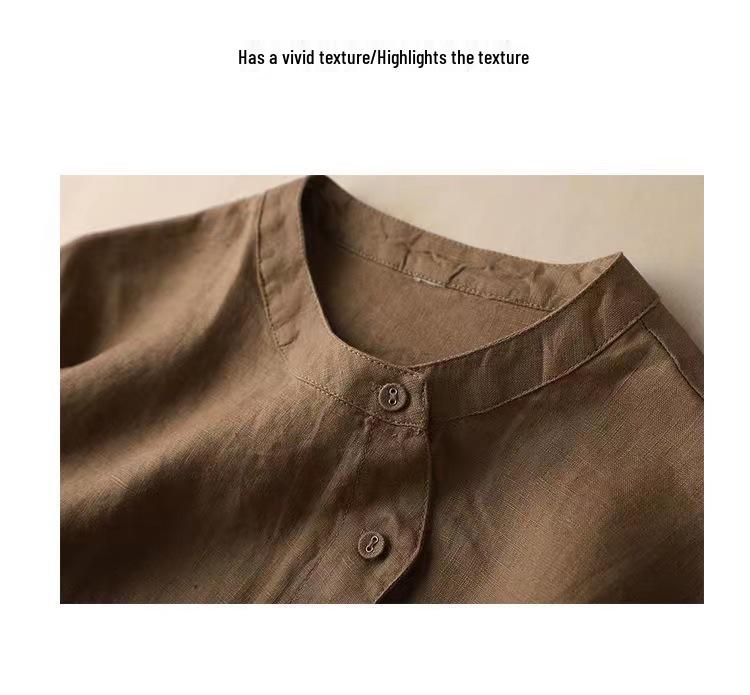 Women's Loose Fit Lantern Sleeve Cotton Linen Blouse - Babydoll Design, Nine-Point Sleeve, Solid Color Fashion Shirt 803