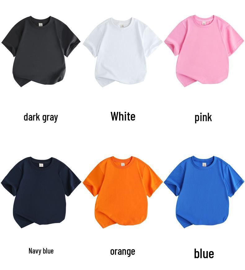 2025 New Kids' Solid Color Cotton Korean Style Loose Round Neck Sweat-Absorbent DIY Summer Short Sleeve T-Shirt