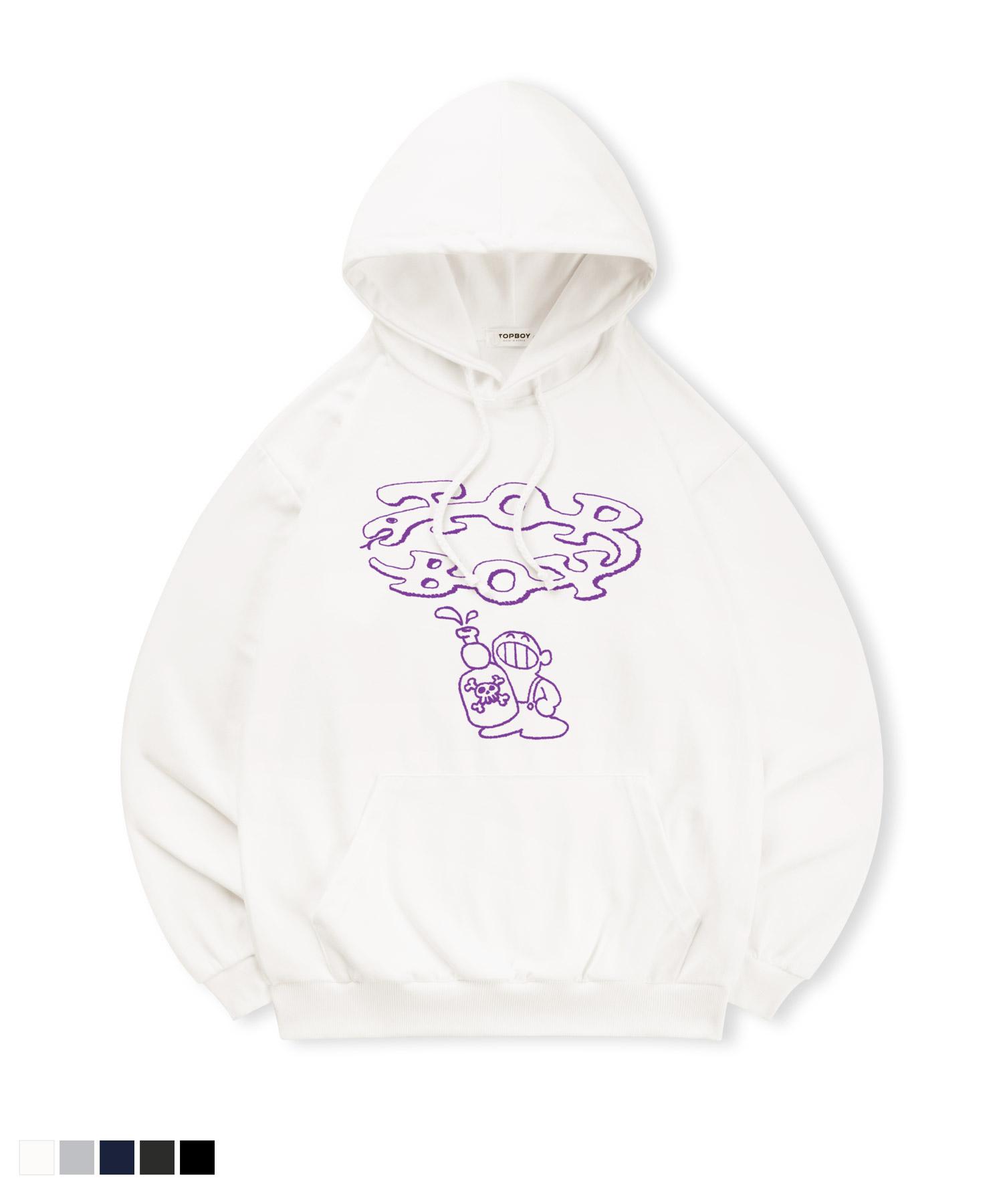 Top Boy [Non-Fleece Or Fleece-Lined] Assassin Print Hooded Sweatshirt (Type C) (Fleece-Lined) Black Pth1048/Xl