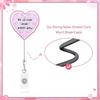 Heart Badge Reel Heart-Shaped Pink Heart Badge Holder Work Card Clip Pink Retractable Name Tag Clip For Animation Enthusiasts
