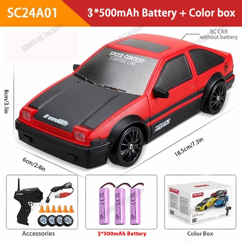 1/24 RC Car 2.4G High Speed Drift 4WD Remote Control Car With Led Light Radio Controlled Racing Model Boy Toy Best Kids Gift