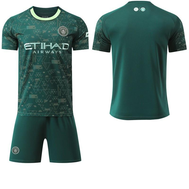 2025-26 Manchester City Tři Venkovní Zelená 47 Fudendoku Fotbalový Dres Trávový Dres Ne. 9 Harland Set