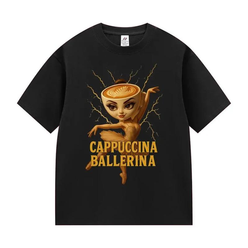 Lustiges Cappuccino Ballerina Grafik T-Shirt Mode Gemütlich Heißer Verkauf T-Shirt Sommer T-Shirts Damenbekleidung Mein Körper Meine Wahl
