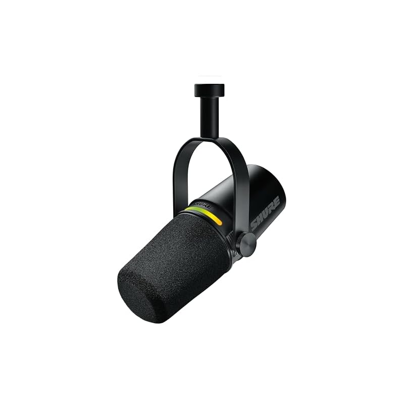 Shure MV7+ Podcast Microphone with Enhanced Audio, LED Touch Panel, USB-C & XLR Output, Auto Level Mode, Digital Pop Filter, Reverb Effect, for