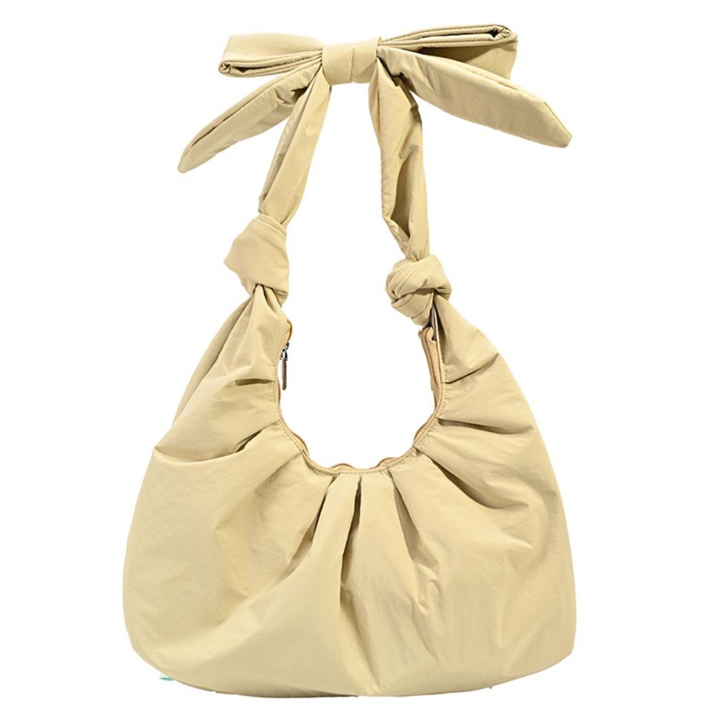 

Bowknot Pleated Bow Tote Bag Korean Style Cloud Bag Casual Handbag Outdoor бежевый