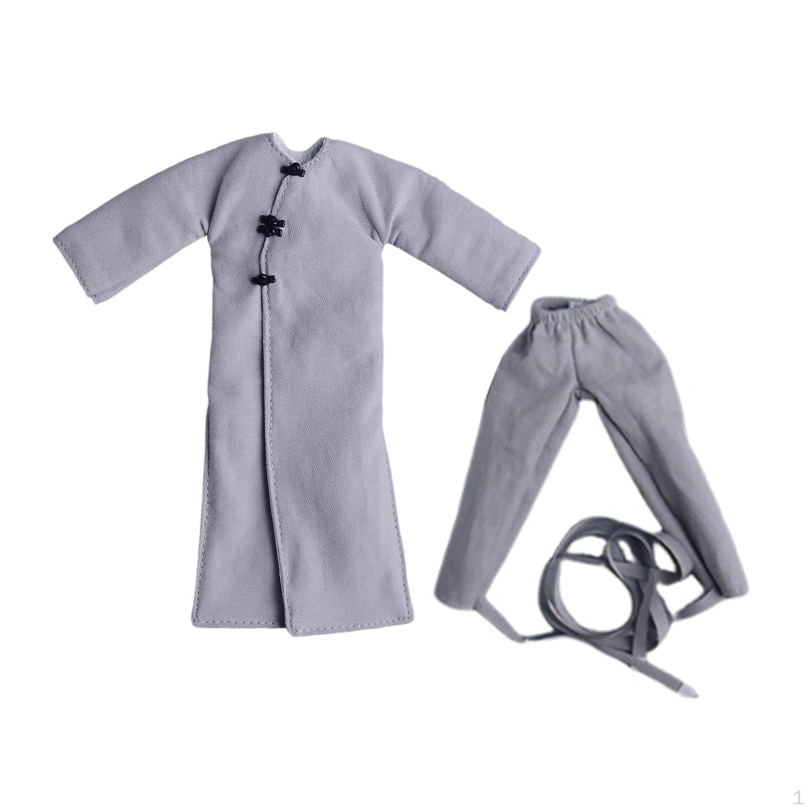 

Miniature Coat Costume for Male Action Figure Doll Accessory, Trench And Pants 1/12 Scale сірий