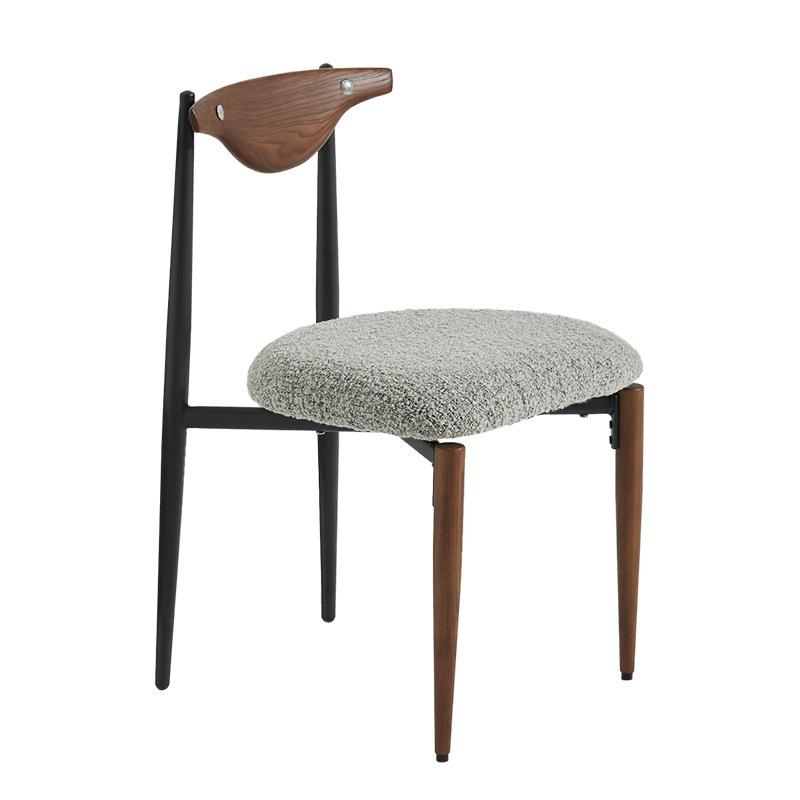 Nordic Modern Wooden Dining Chair - Designer Lambswool Backrest High-End Restaurant Chair for Home/Showroom