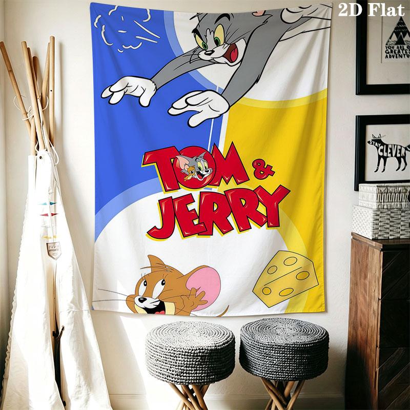 Tom and Jerry A Wall Hanging Printed Fabric Blanket Decorative Tapestries for Bedroom Living Room Home Decor
