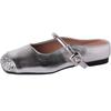Wedge heel half slippers gentle temperament niche silver spring and summer flat French bag head Mary Jane shoes bag head cool slippers