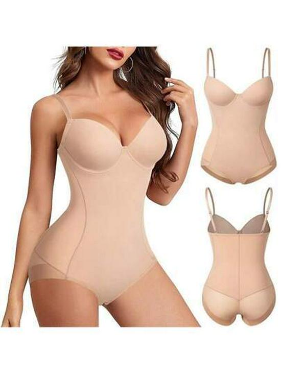 Sexy rückenfreier Formbody mit Bruststütze – Atmungsaktiv, bequem, eng anliegend XL beige