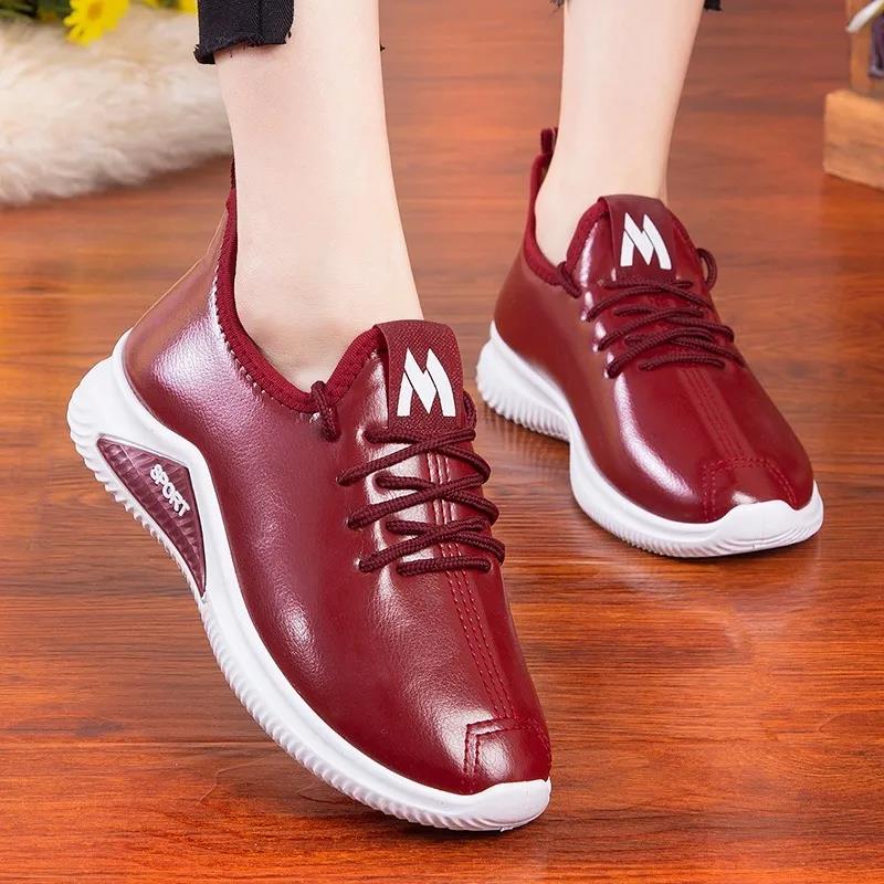 Goedkope Winter Solid Color Cotton Shoes Women's Plush Thickened Leather  Waterproof Shoes Flat Bottom Anti Slip Warm Casual Cotton Shoes kopen —  gratis levering, eerlijke reviews met foto's — Joom