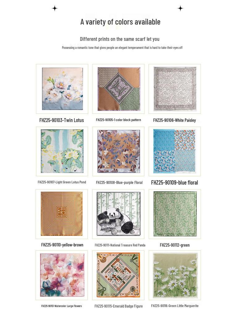 Elegant Green Daisy Mulberry Silk Scarf - Pastoral Style Women's Neck Warmer