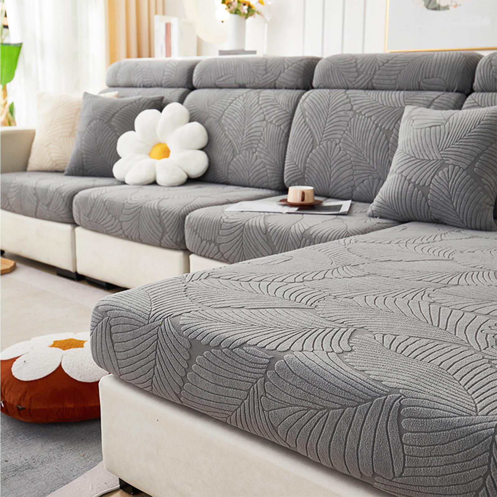 

Чехол для дивана из флиса с рисунком листьев, эластичный, на все времена года, для гостиной, защита для домашних животных/детей S