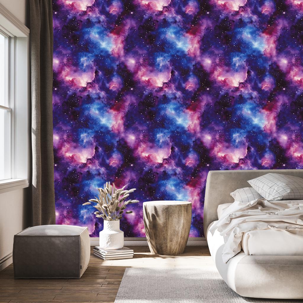 Watercolor Galaxy Wallpaper In Violet, Blue, Indigo and Plum 50x1000