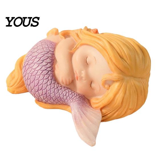 Small Ornaments for Office Desk Sleeping Mermaid Figurine, Resin Cute Statue, Mini Ornament Desktop, Decorative Statues Birthday Car Interior,
