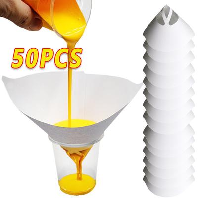 100Pcs Paint Mesh Paper Filter Purifying Straining Filter Funnel Disposable Auto Spray Paint Tool Conical Nylon Micron Funnel