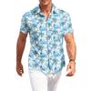 Camisa Casual de Hombre de Corte Holgado con Estampado Hawaiano de Manga Corta, Cuello Abotonado, Ligera, Camisa de Verano para la Playa, para Actividades al Aire Libre