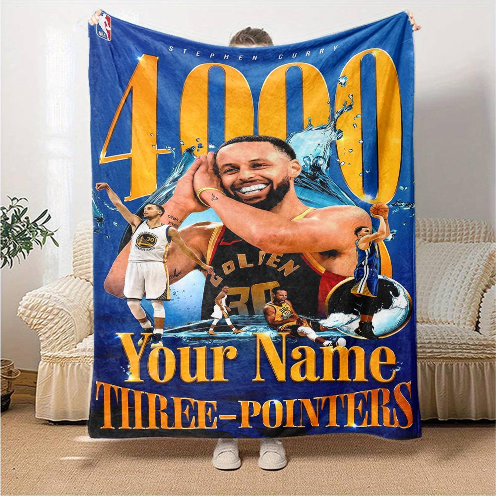 Golden State Warriors Curry Personalized Name Blanket Multi-purpose Personalized Blanket Comfortable Throw For Living Room Office Chair Office Picnics