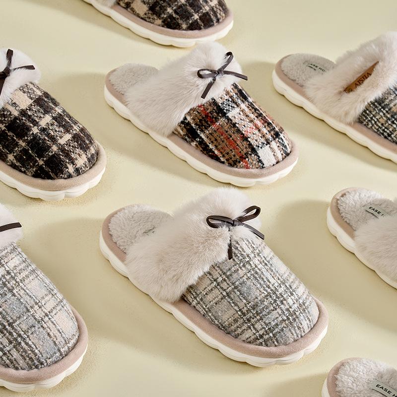 Premium Fashion Cotton Slippers 2025 Autumn and Winter New Indoor Home Non-slip Warm Fluffy Slippers Half-drag Cotton Shoes