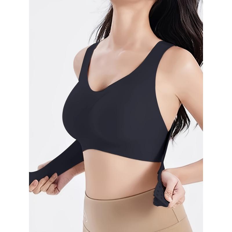 

Women s Seamless Front Closure Push Up Wireless Racerback Invisible Bralette, Comfortable Everyday Bra for Daily Wear S чорний