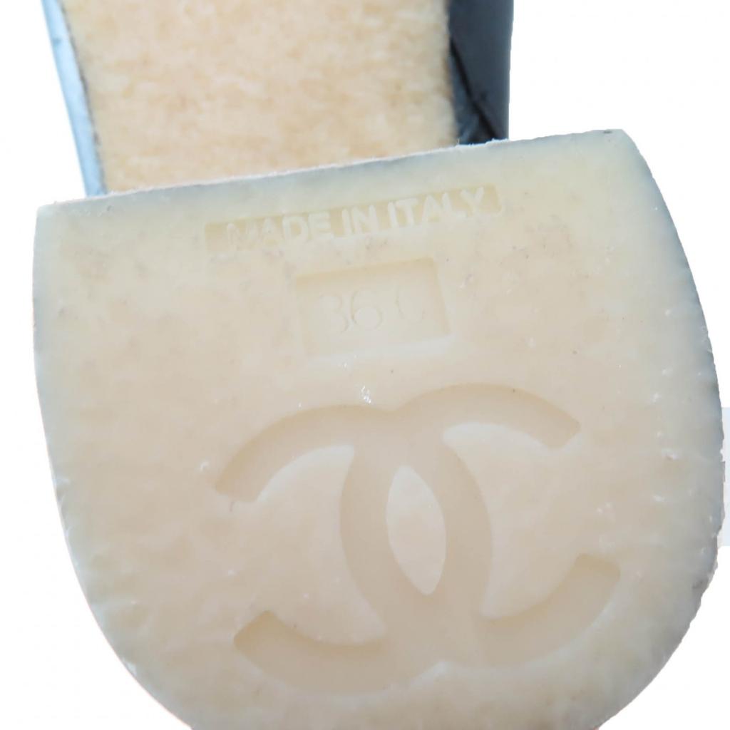 Great CHANEL short boots Double COCO Mark turn lock lamé leather black 36 G31285 Used